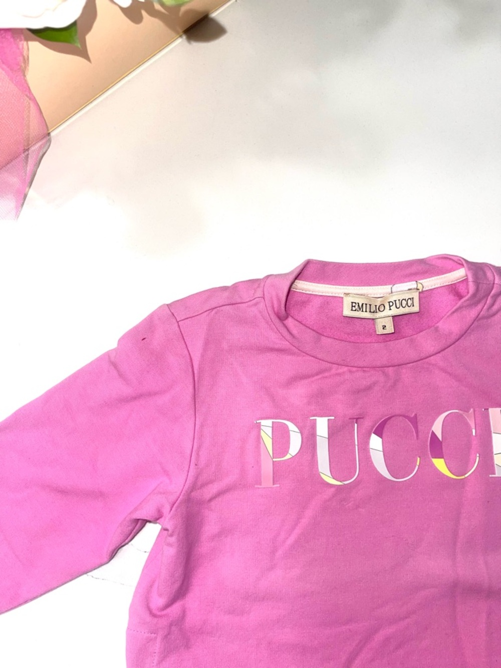 Emilio Pucci Pink Logo Ruffle-Hem Sweatshirt - Picture 2 of 4